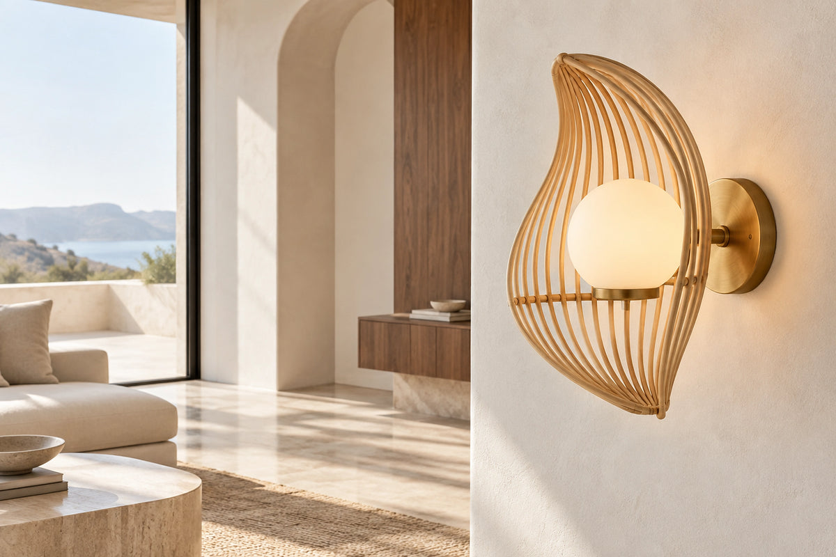 Applique murale bohème chic dans un intérieur lumineux, sous une lumière naturelle