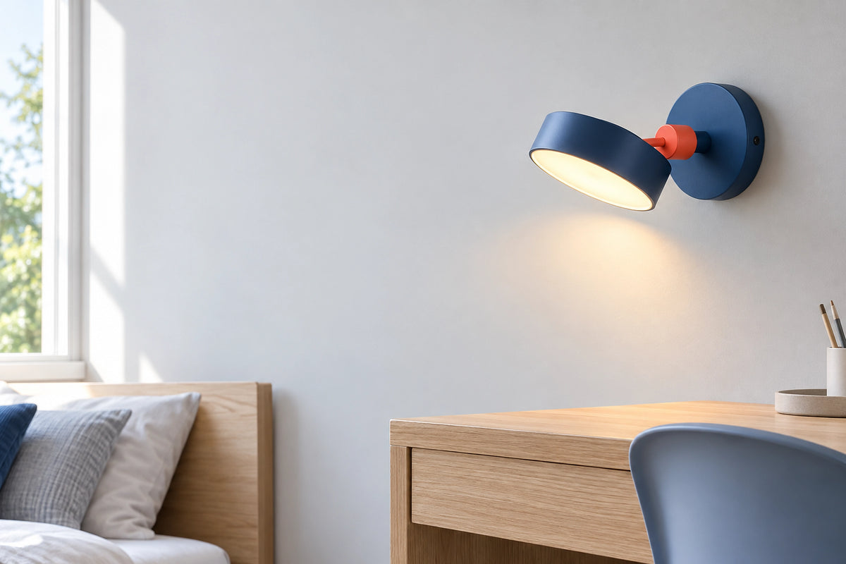 Applique murale chambre ado dans une chambre lumineuse, sous une lumière naturelle