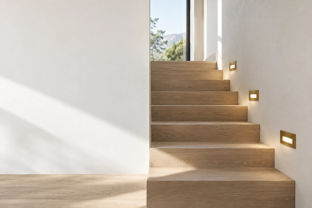 Applique murale escalier dans un escalier lumineux, sous une lumière naturelle