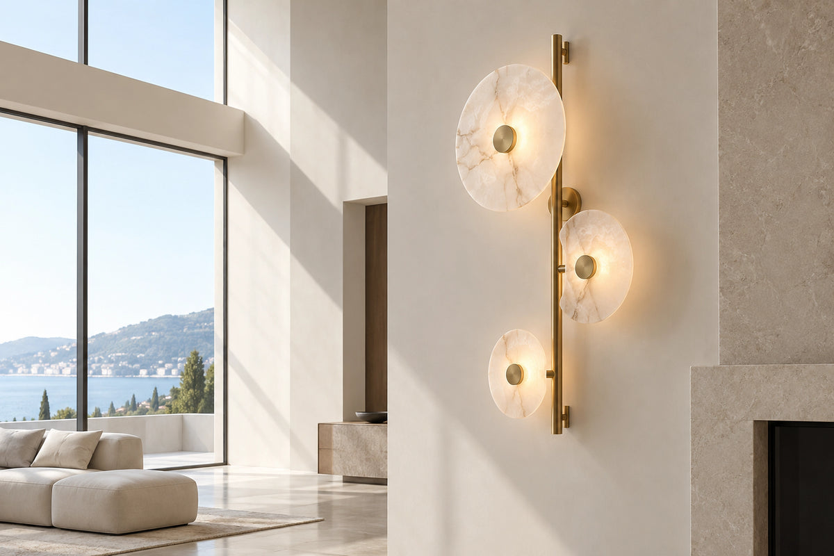 Applique murale grande dans un intérieur lumineux, sous une lumière naturelle