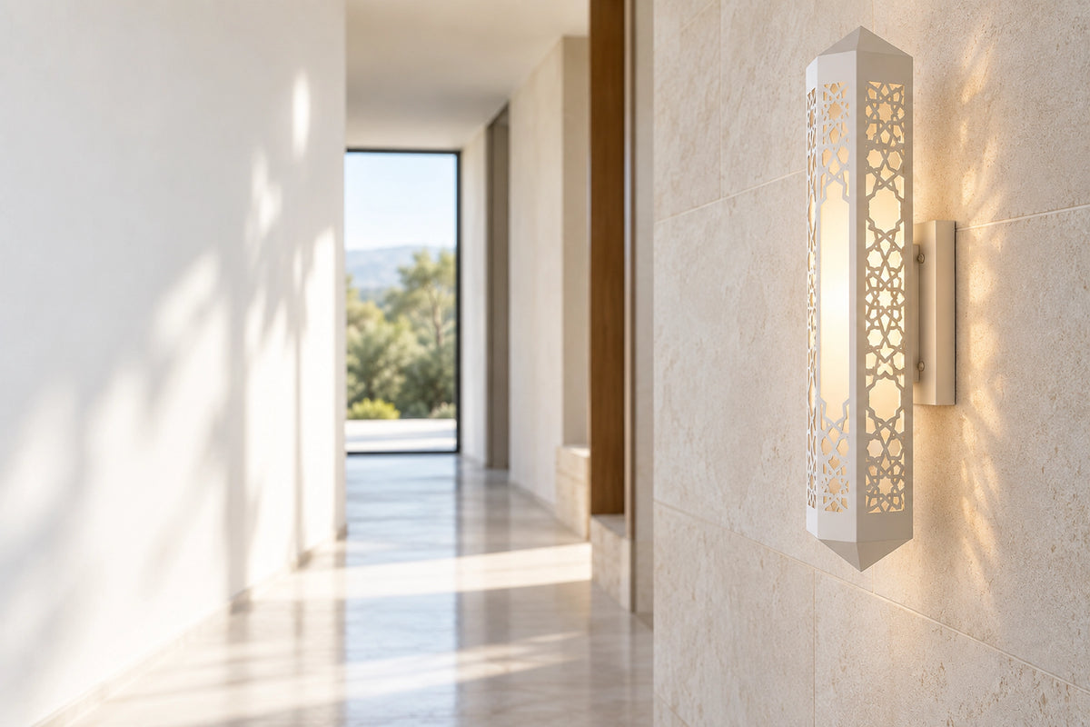 Applique murale orientale dans un intérieur lumineux, sous une lumière naturelle