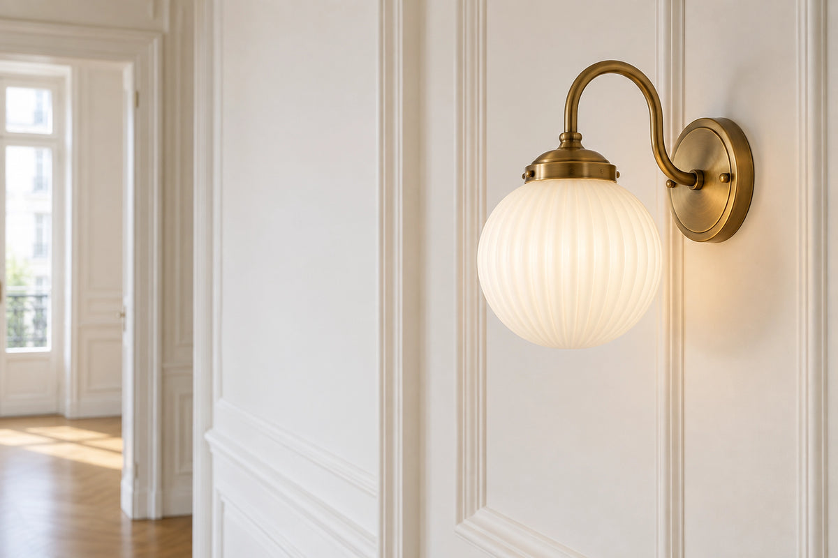 Applique murale vintage dans un intérieur lumineux, sous une lumière naturelle