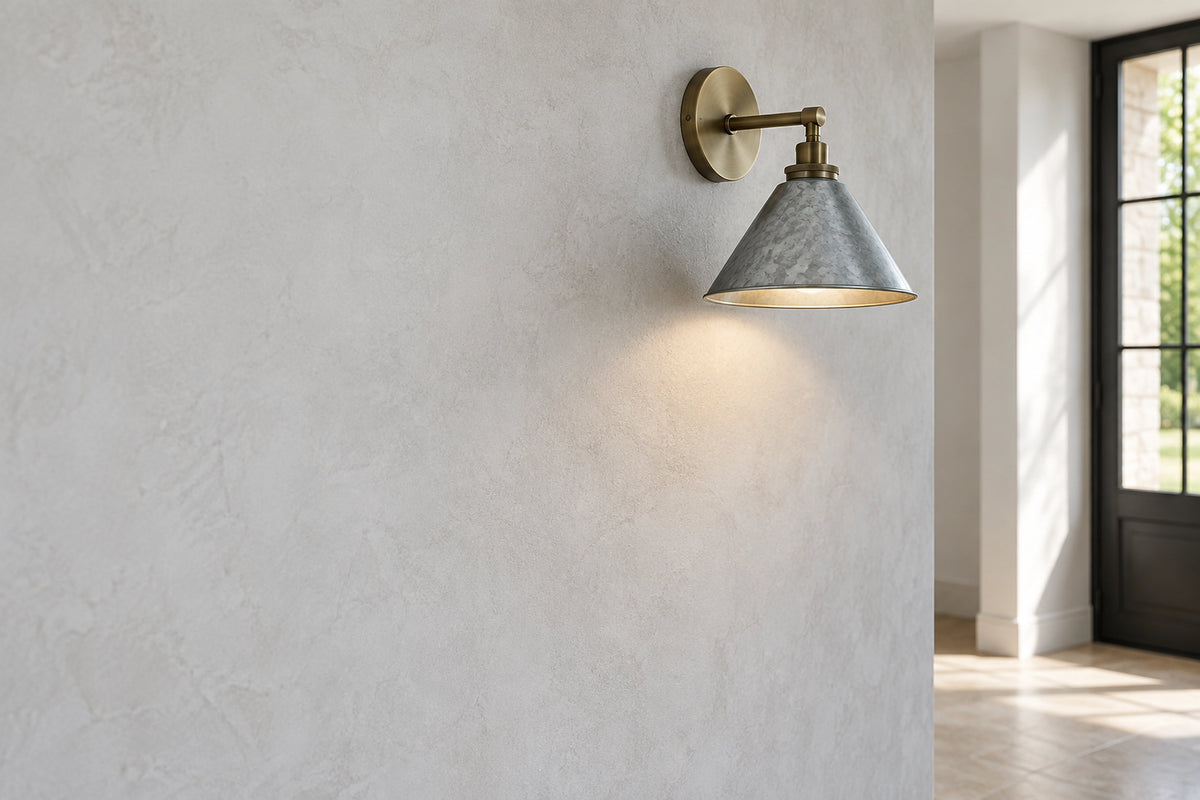 Applique murale zinc dans un intérieur lumineux, sous une lumière naturelle