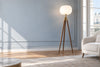 Lampadaire trépied bois