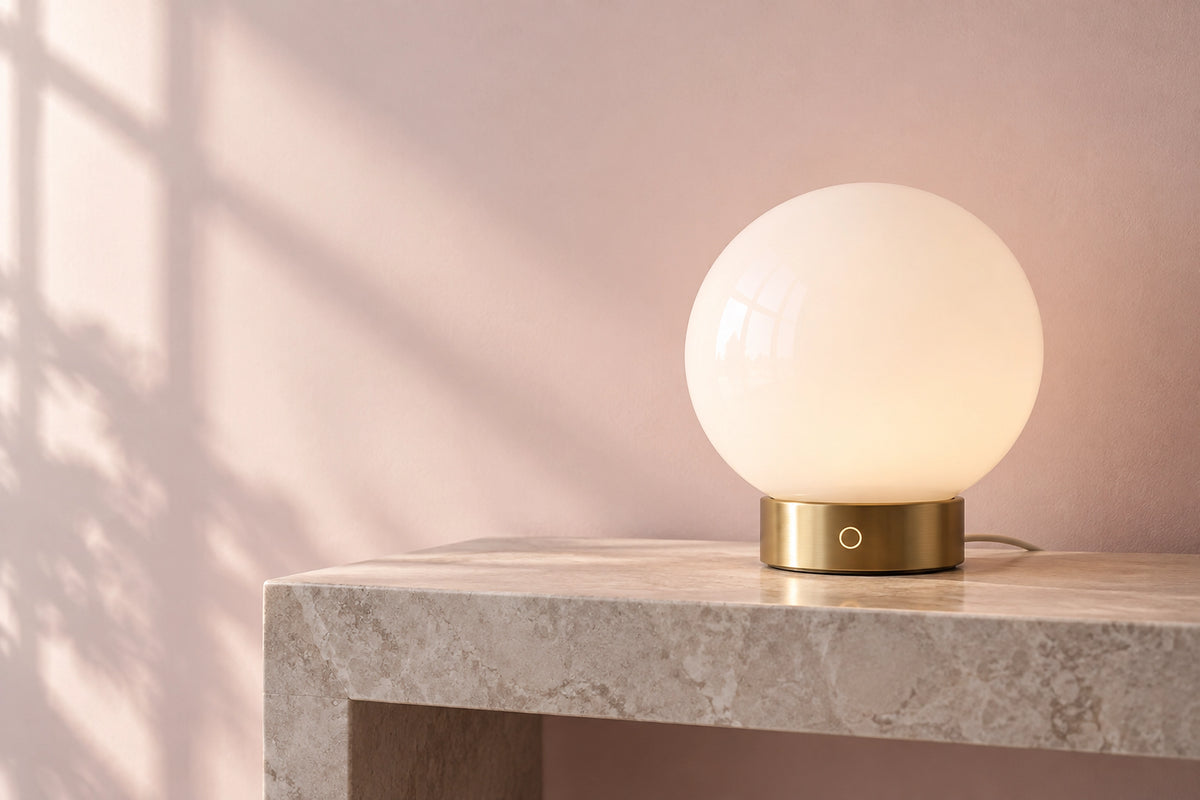 Lampe à variateur dans un intérieur lumineux, sous une lumière naturelle