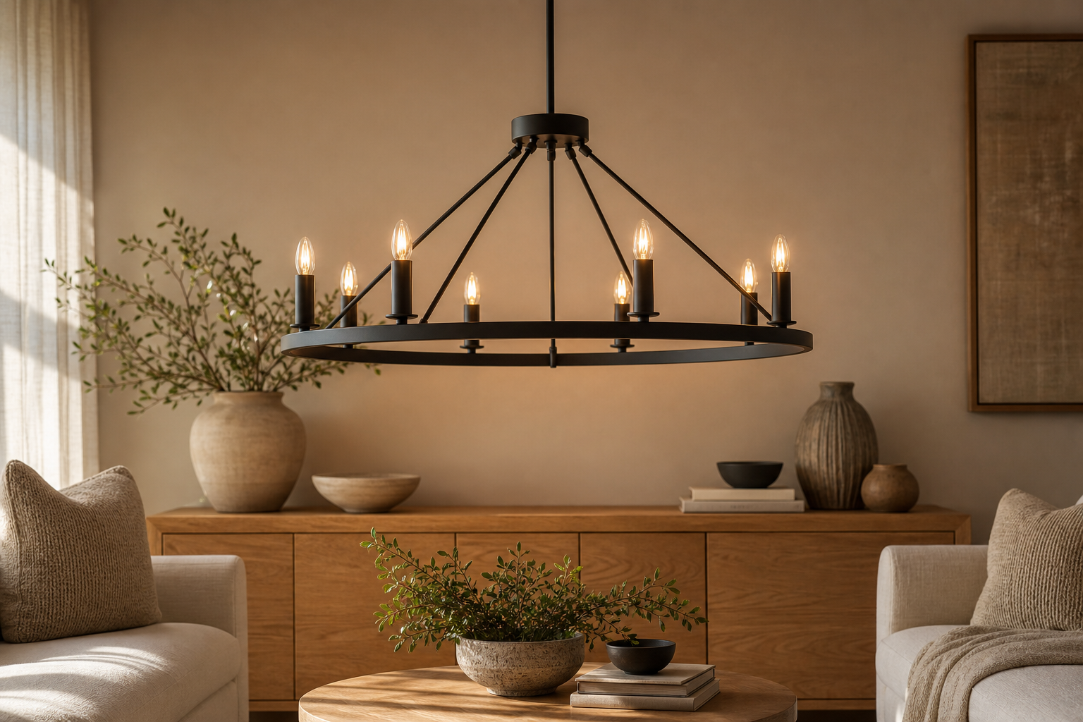 Lustre industriel noir
