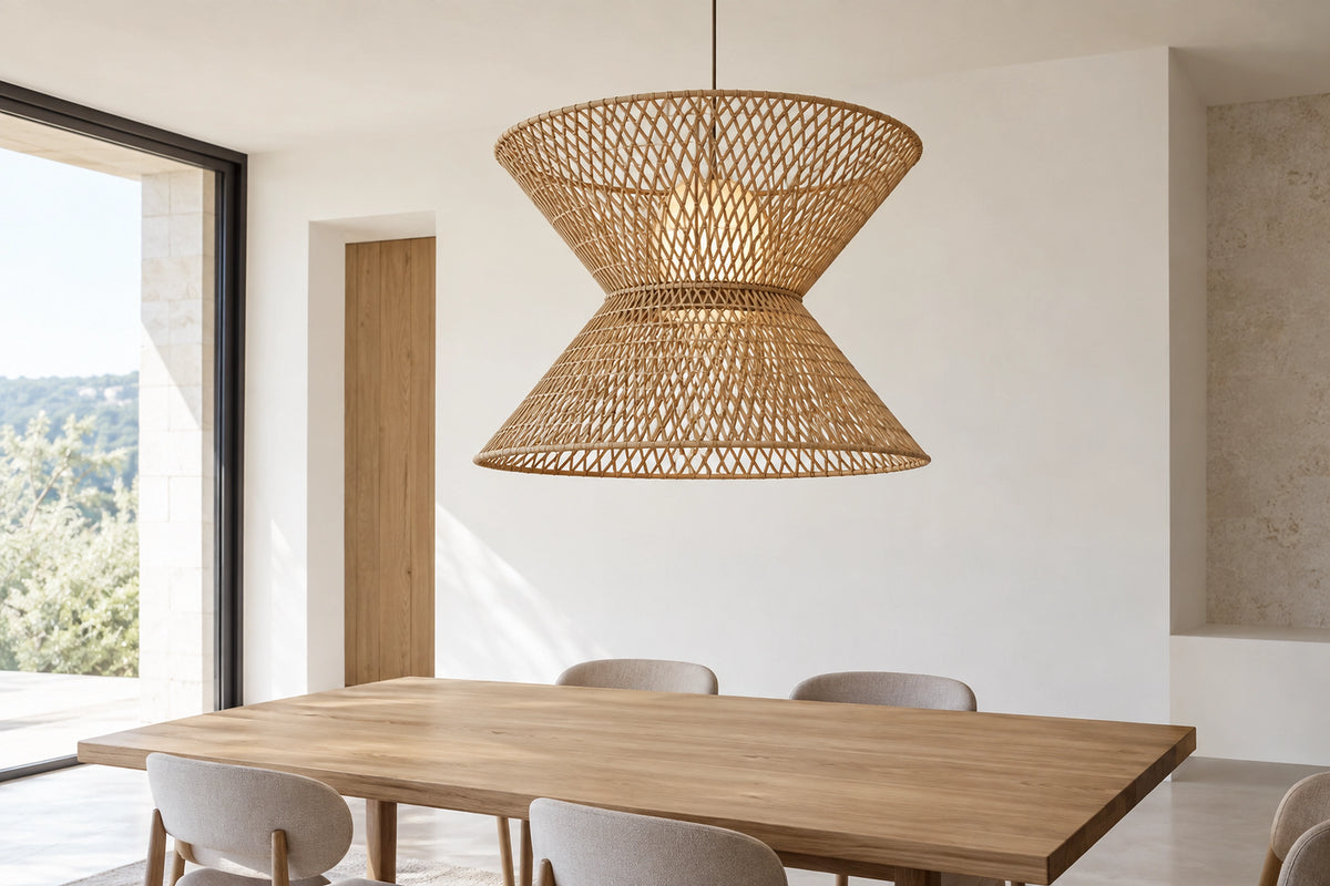 Lustre osier dans un intérieur lumineux, sous une lumière naturelle