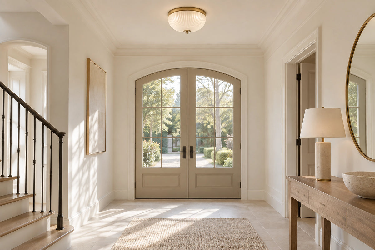Plafonnier entrée dans un intérieur lumineux, sous une lumière naturelle
