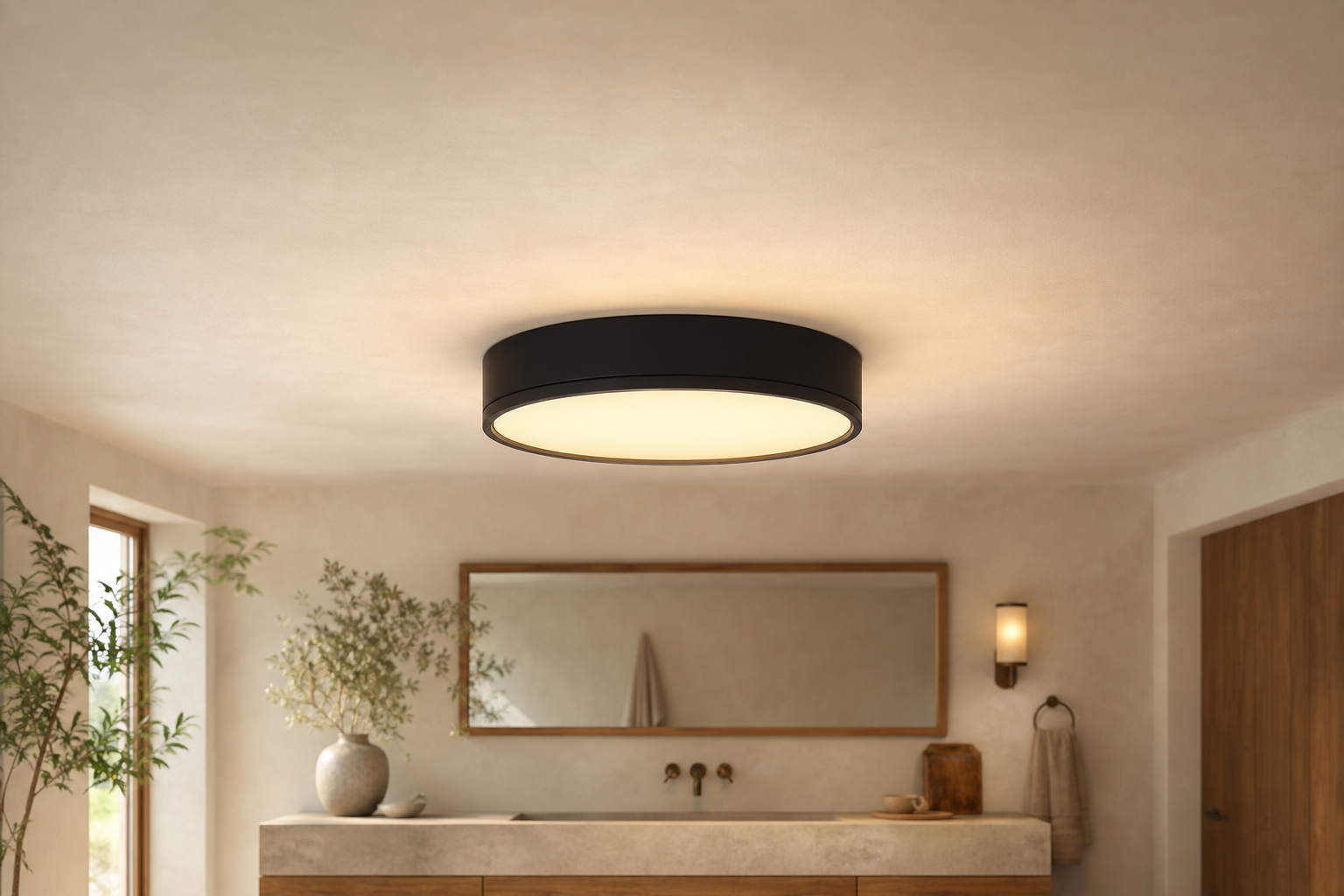Plafonnier salle de bain noir