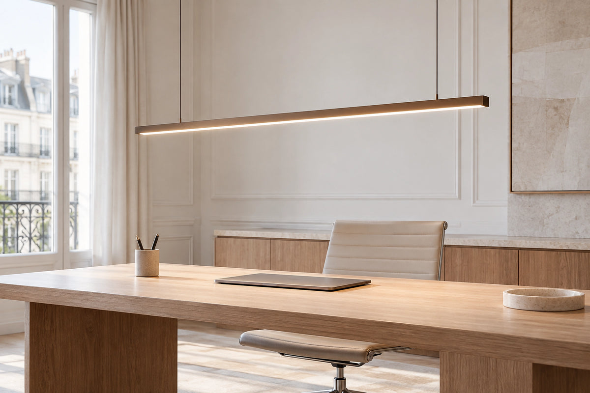 Suspension bureau dans un bureau lumineux, sous une lumière naturelle