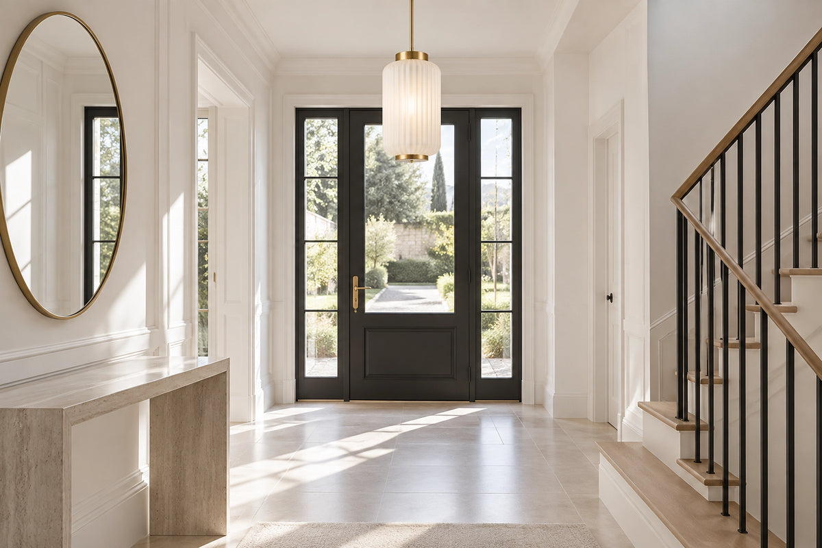 Suspension entrée dans un intérieur lumineux, sous une lumière naturelle