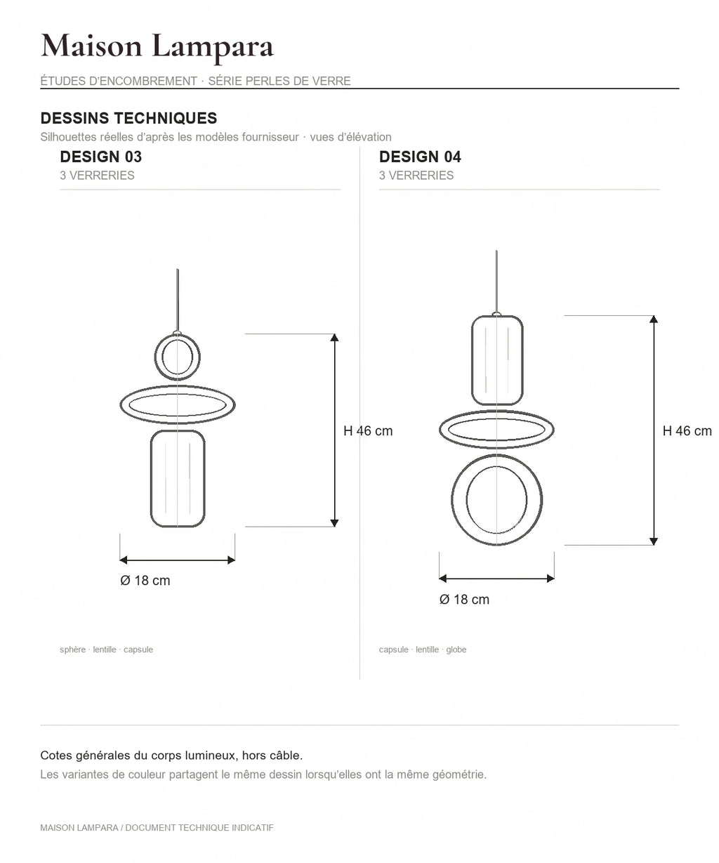 Planche technique sur fond blanc des designs 3 et 4 de la suspension