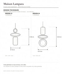 Planche technique sur fond blanc des designs 3 et 4 de la suspension