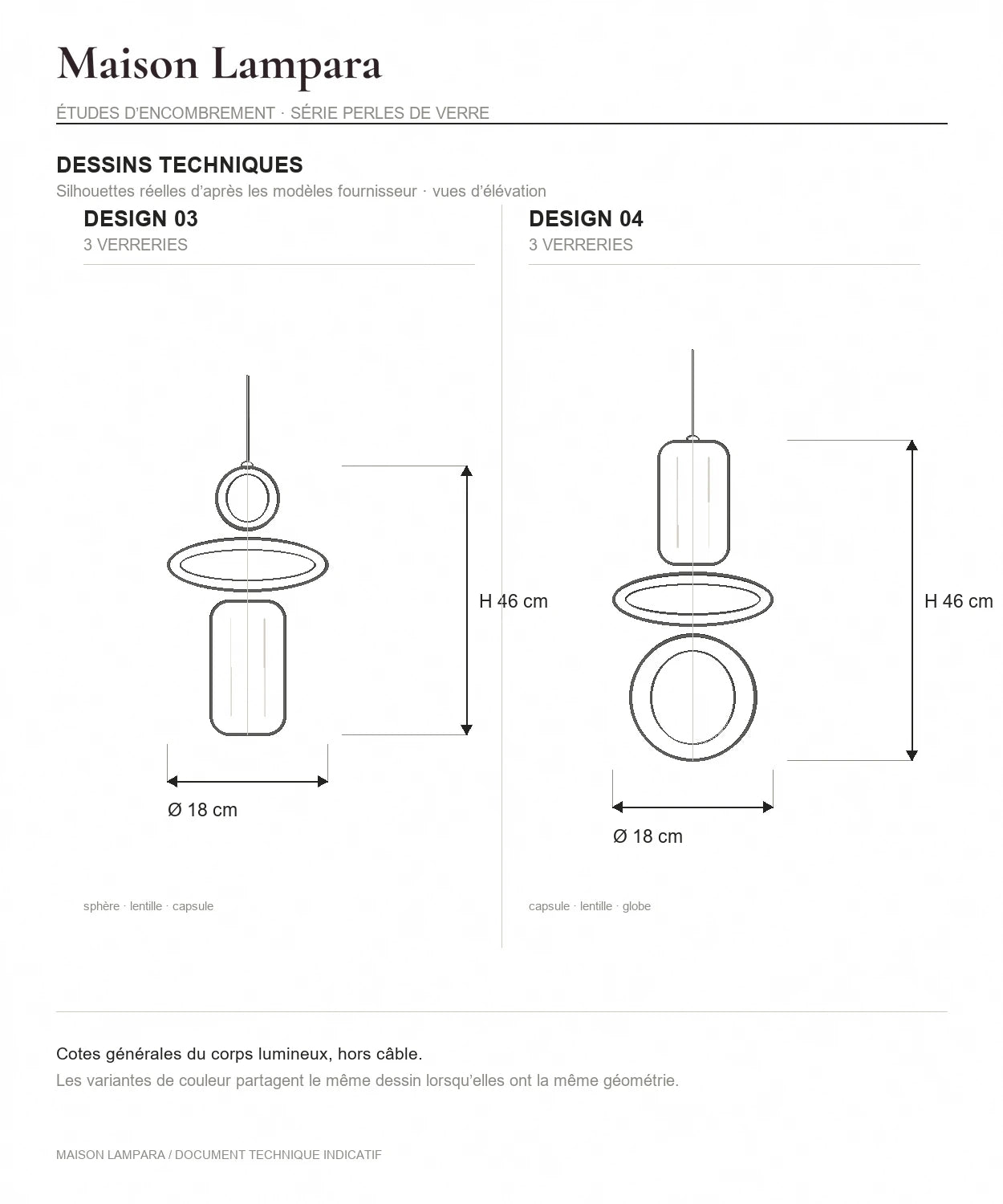 Planche technique sur fond blanc des designs 3 et 4 de la suspension