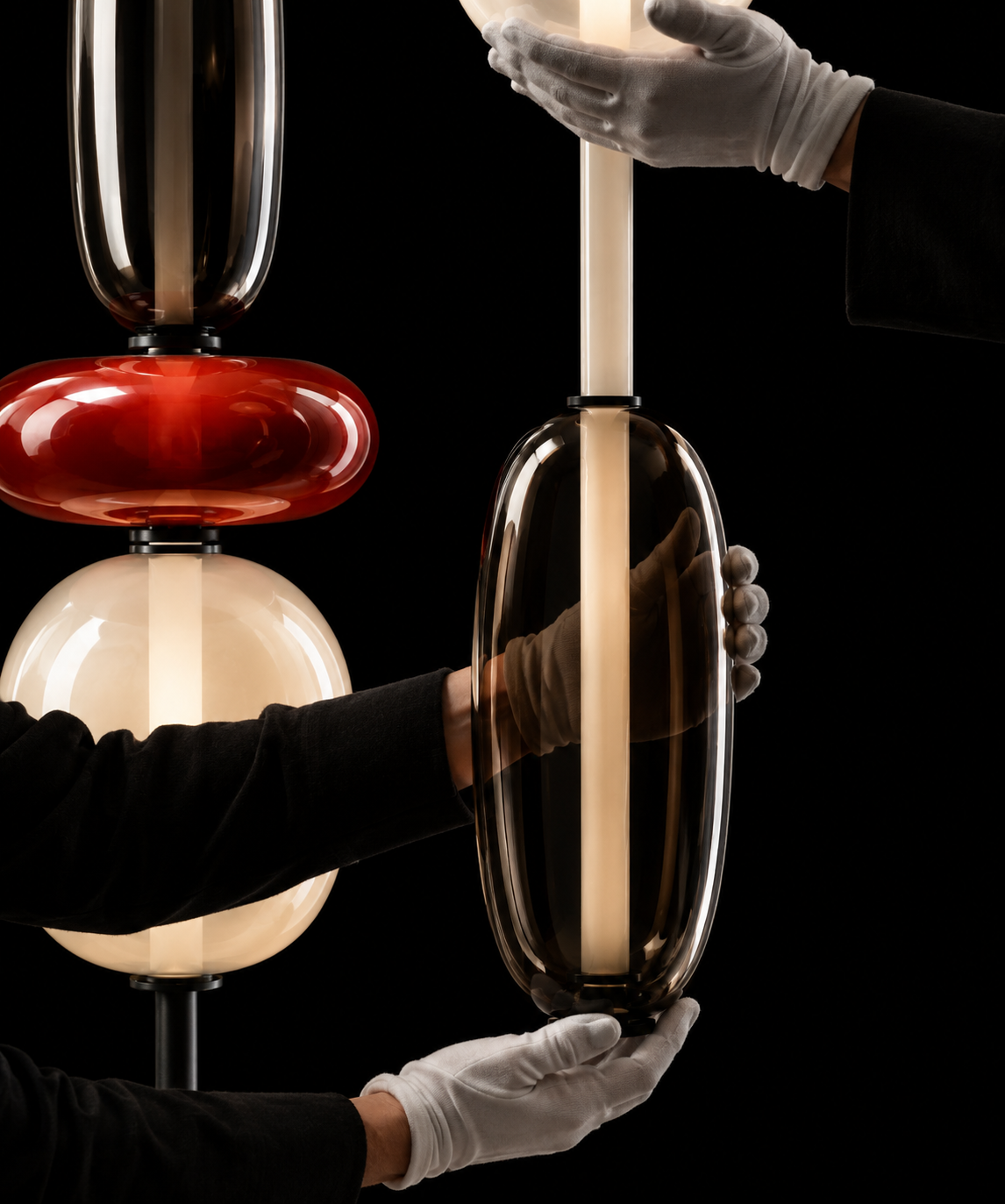 Lampe à poser à quatre boules de verre