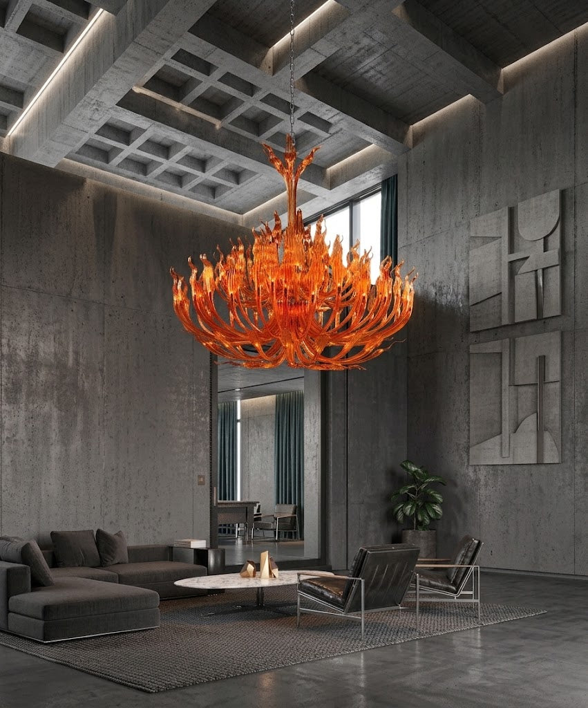 Lustre à bras de cristal en forme de flammes
