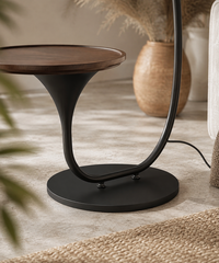 Lampadaire arc avec tablette intégrée