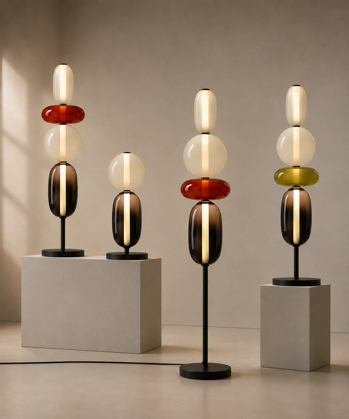 Lampe à poser à quatre boules de verre