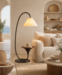 Lampadaire arc avec tablette intégrée