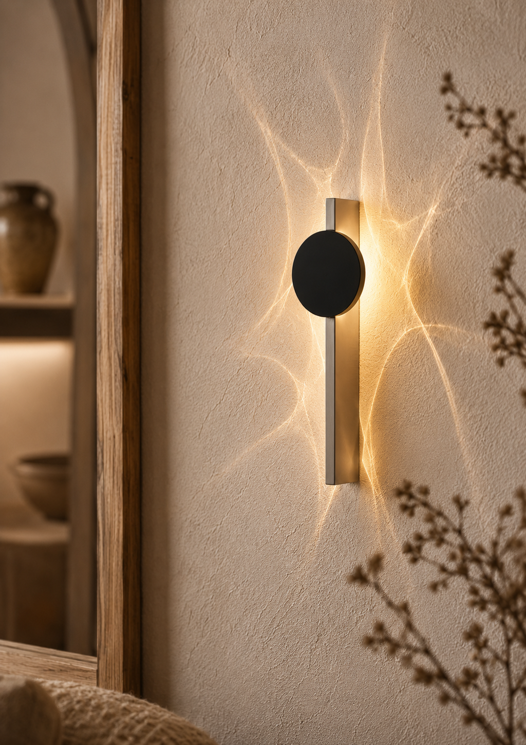 Applique murale à effet de lumière en inox