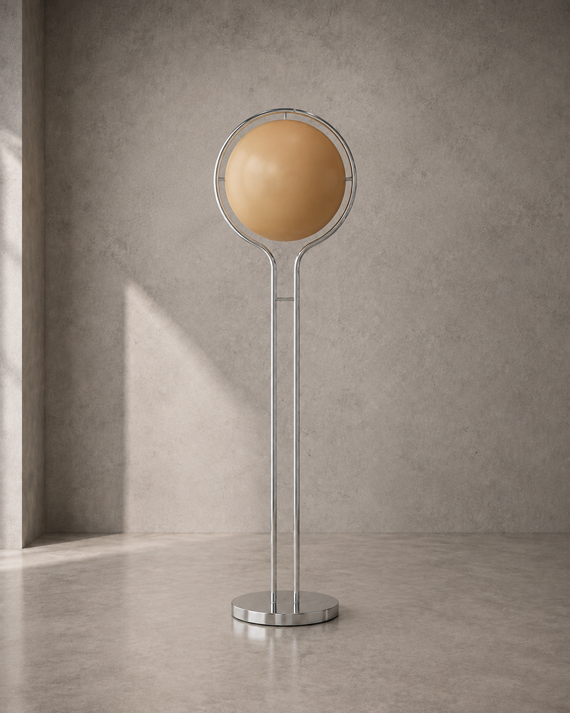 Lampadaire à boule opaline sur pied chromé