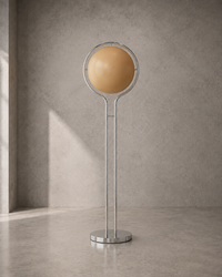 Lampadaire à boule opaline sur pied chromé
