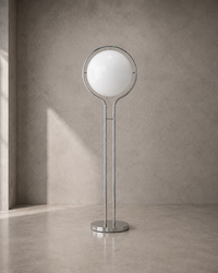 Lampadaire à boule opaline sur pied chromé