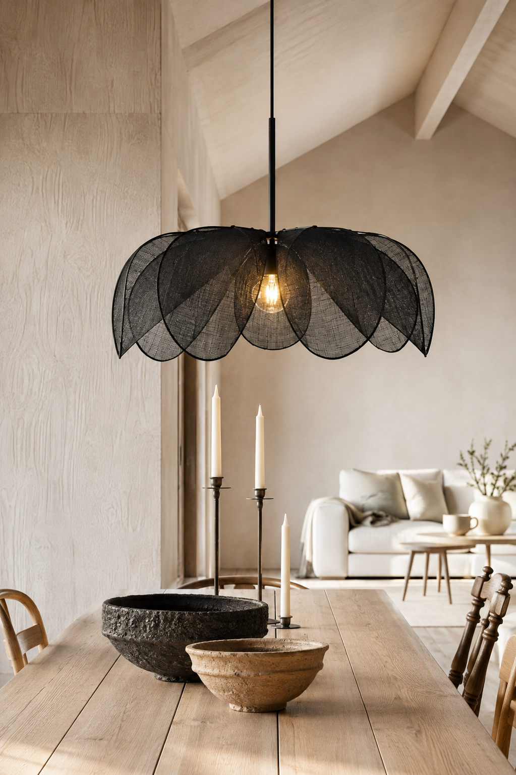 Suspension à pétales de tissu plissé
