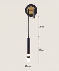 Planche cotée : câble 30 cm, tube 30 cm, Ø 4 cm