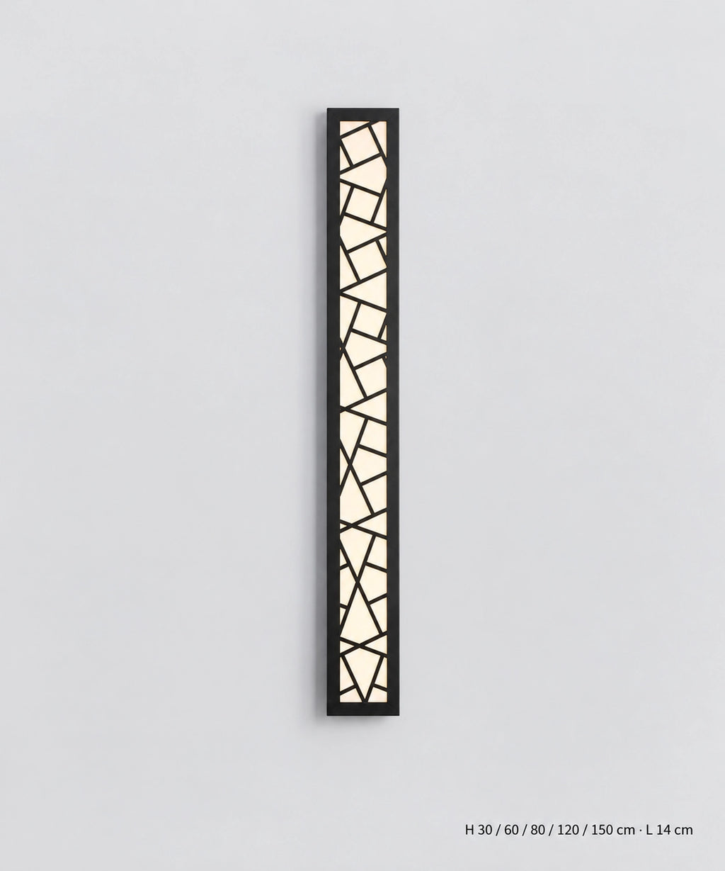 Applique noire à motif géométrique, hauteurs de 30, 60, 80, 120 et 150 cm et largeur de 14 cm