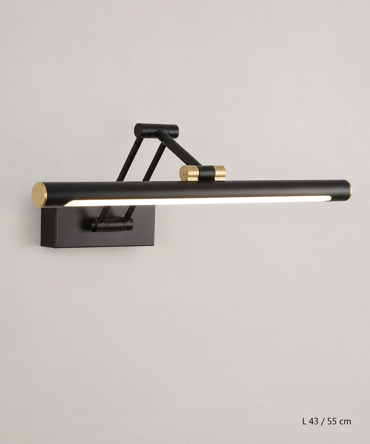 Applique LED noire à double bras, longueurs 43 et 55 cm