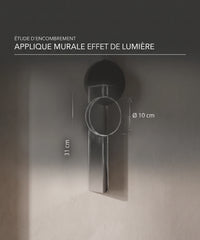 Planche cotée : hauteur 31 cm, largeur 7,5 cm, disque Ø 10 cm
