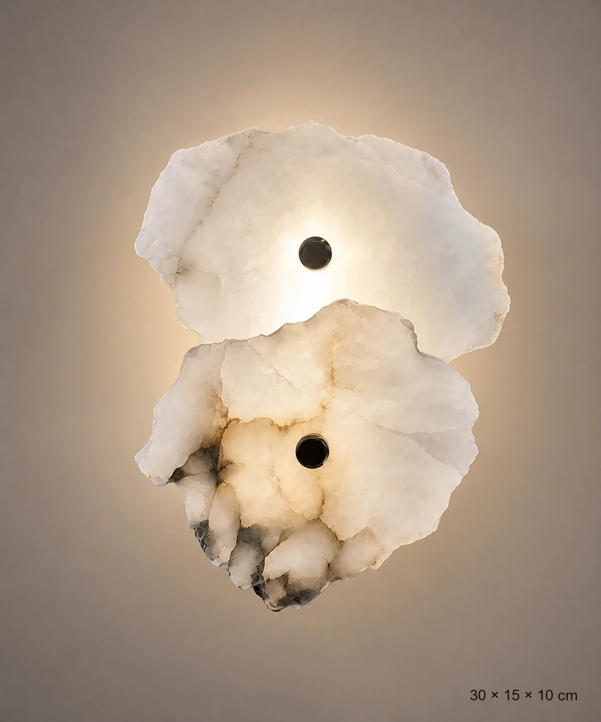 Applique murale en marbre blanc à deux plaques empilées, 30 cm de haut