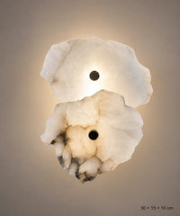 Applique murale en marbre blanc à deux plaques empilées, 30 cm de haut