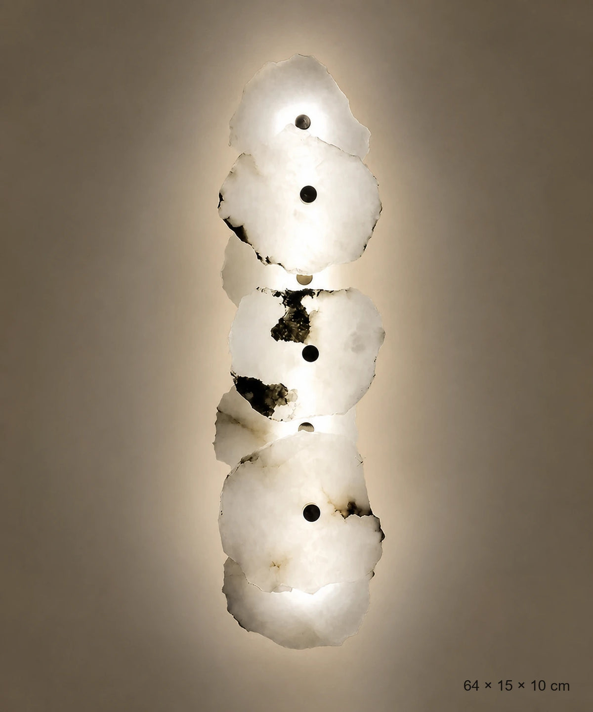 Applique murale marbre blanc à sept plaques, 64 cm, colonne lumineuse