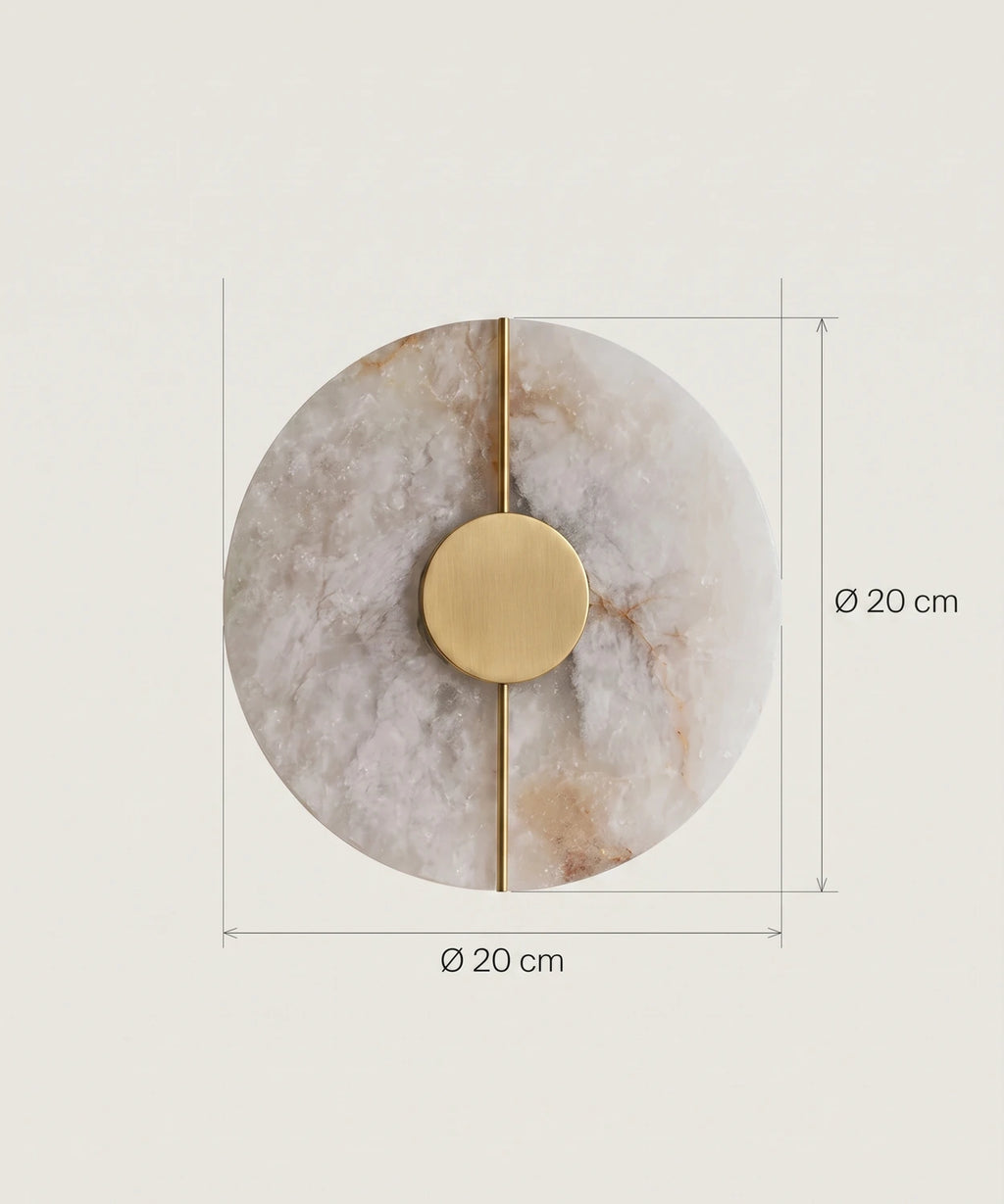 Planche cotée de l'applique ronde en albâtre : Ø 20 cm