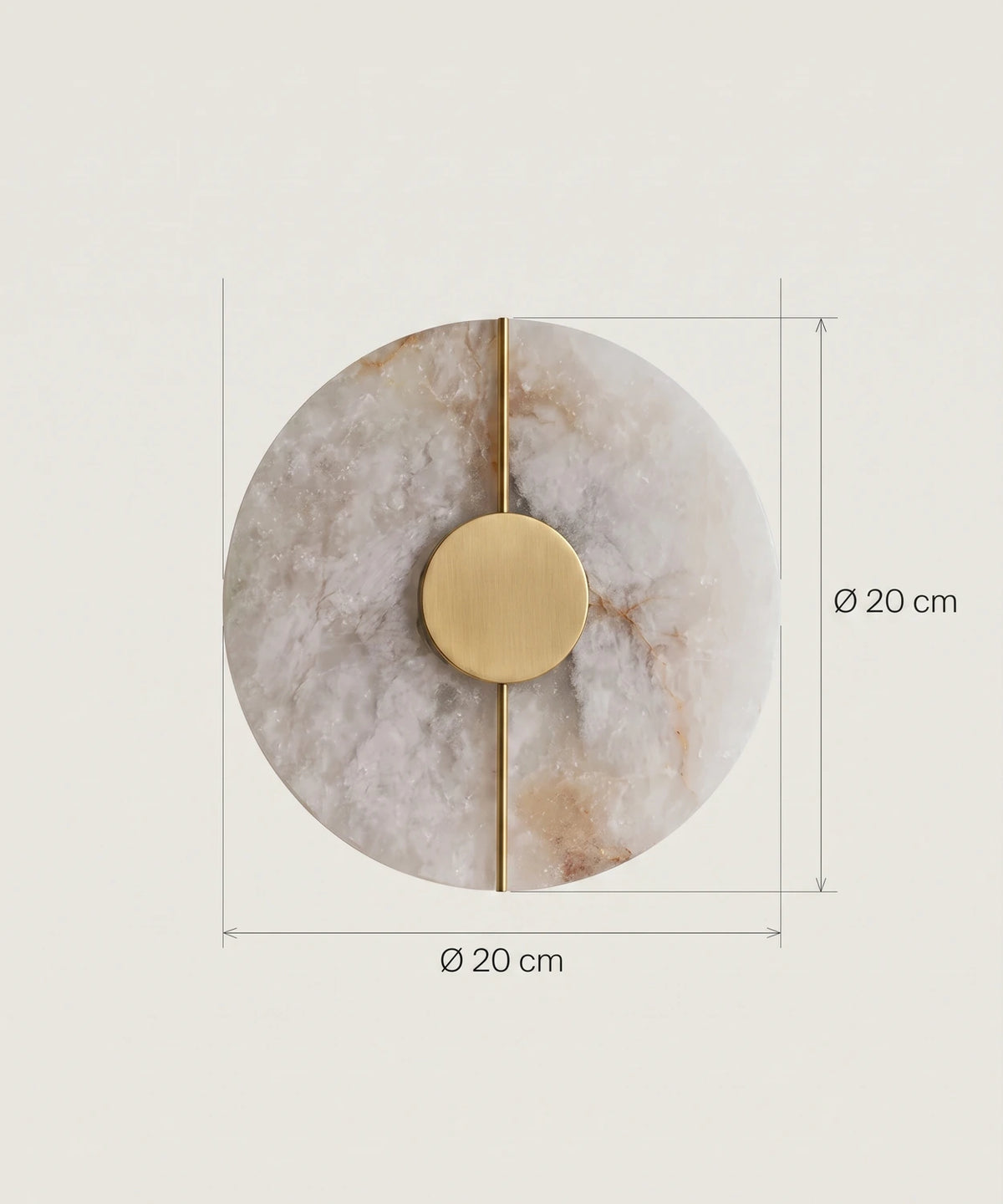 Planche cotée de l'applique ronde en albâtre : Ø 20 cm