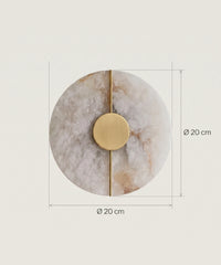 Planche cotée de l'applique ronde en albâtre : Ø 20 cm