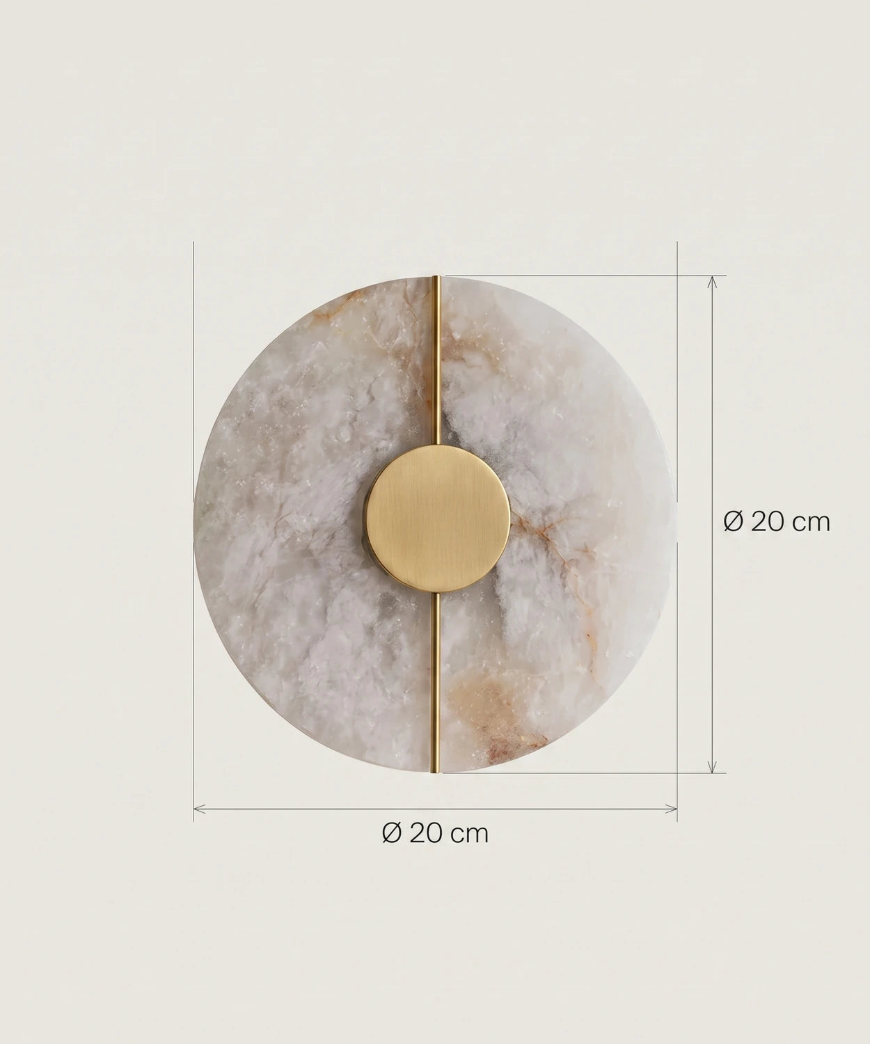 Planche cotée de l'applique ronde en albâtre : Ø 20 cm