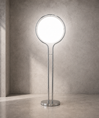 Lampadaire à boule opaline sur pied chromé