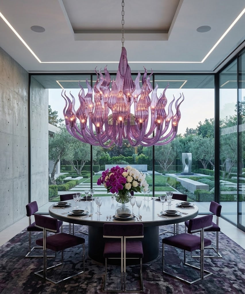 Lustre à bras de cristal en forme de flammes