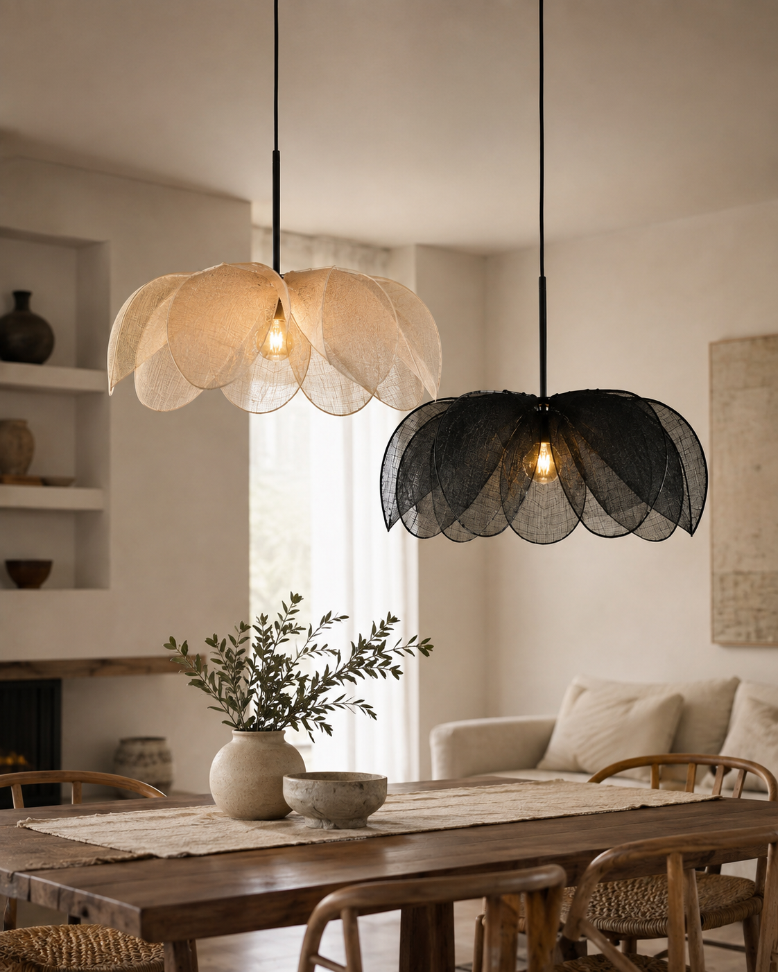 Suspension à pétales de tissu plissé