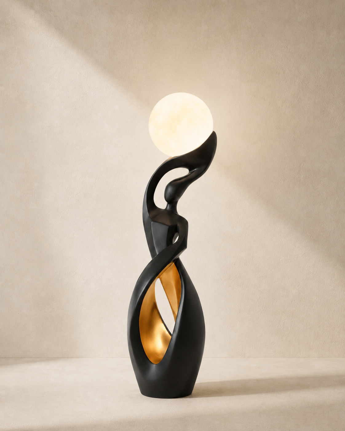 Lampadaire sculpture en résine peinte à la main