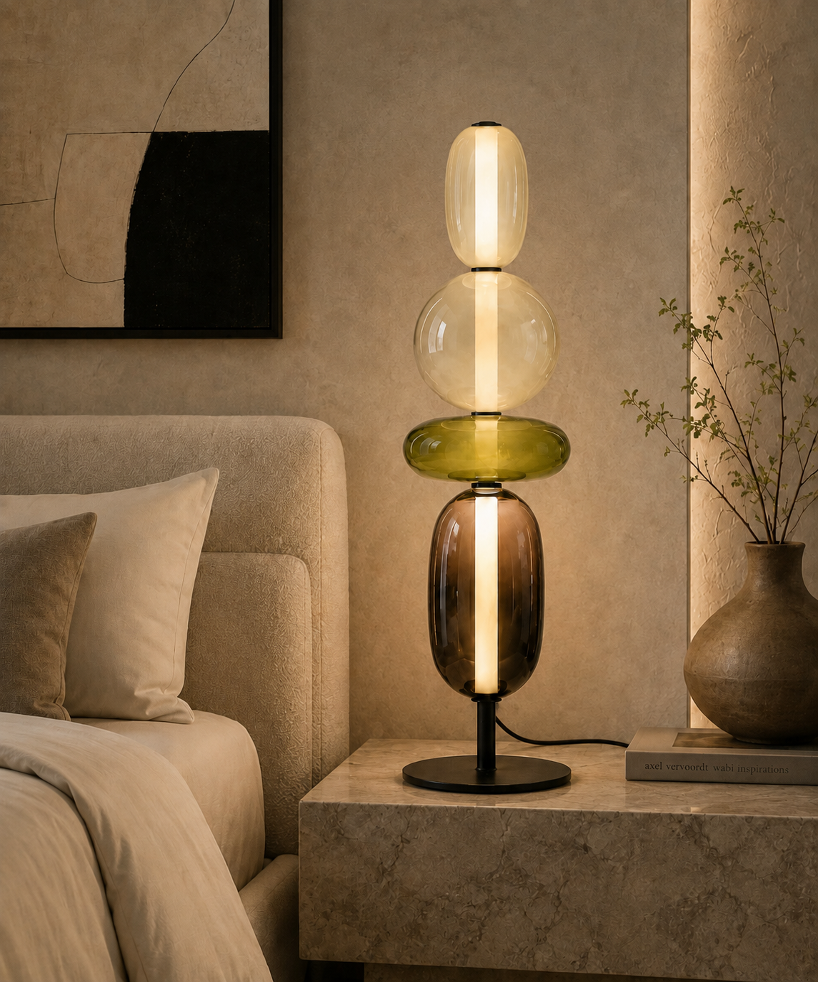 Lampe à poser à quatre boules de verre