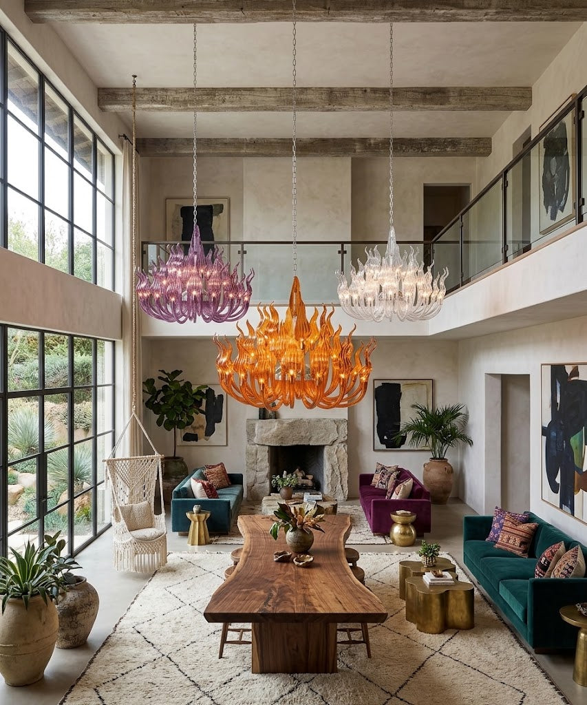 Lustre à bras de cristal en forme de flammes