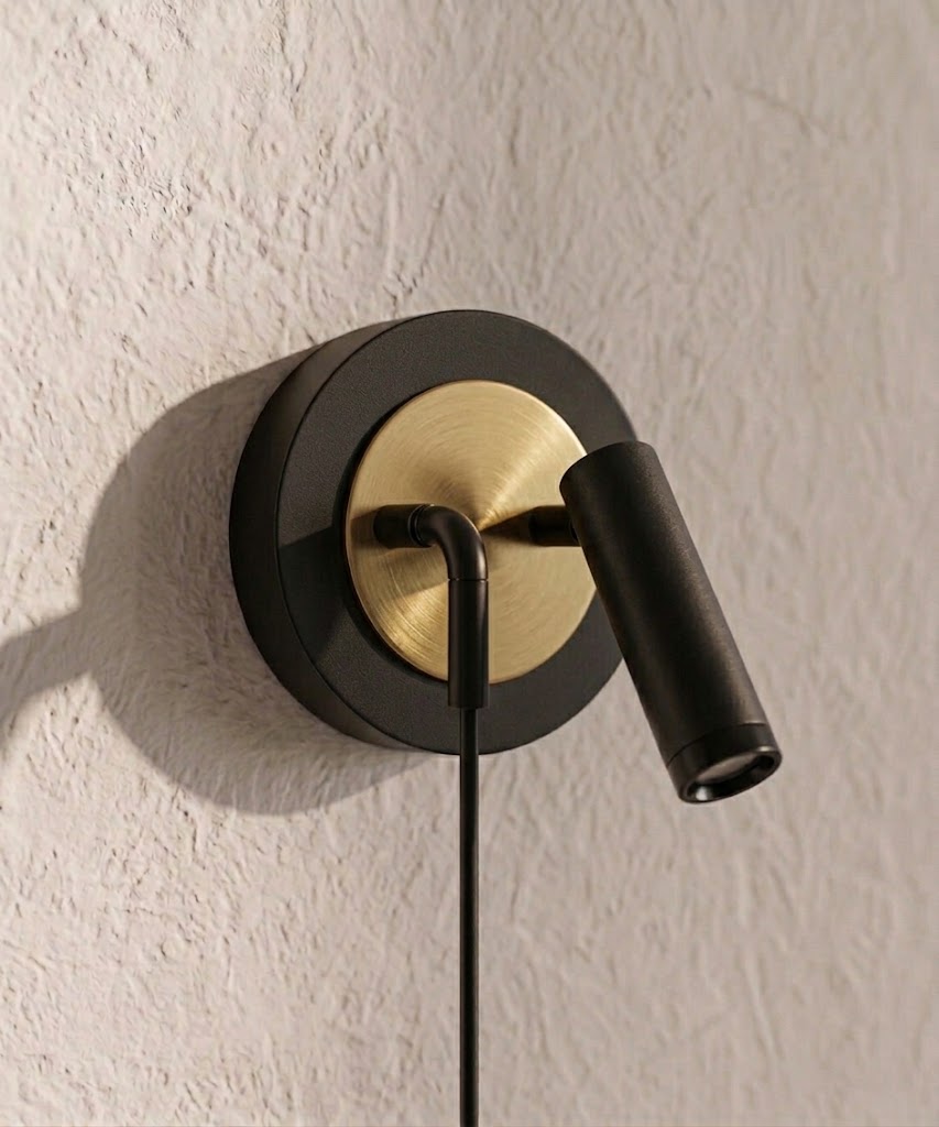Applique de chevet avec liseuse et tube suspendu