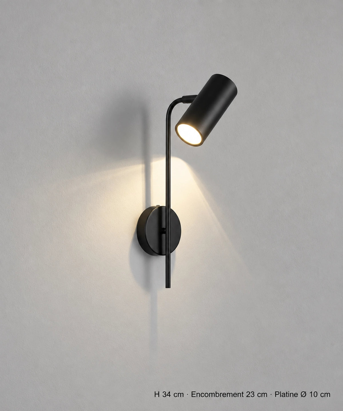 Applique liseuse orientable en finition noir mat