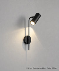 Applique liseuse orientable en finition noir mat