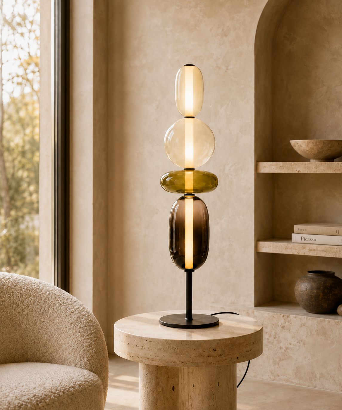 Lampe à poser à quatre boules de verre
