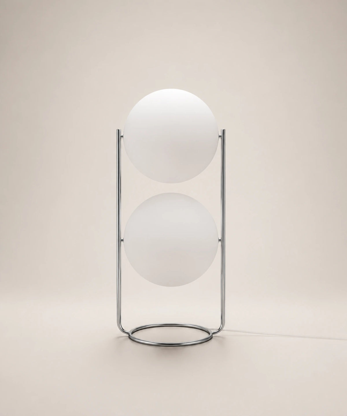 Lampadaire à deux boules opalines, double, b et blanc